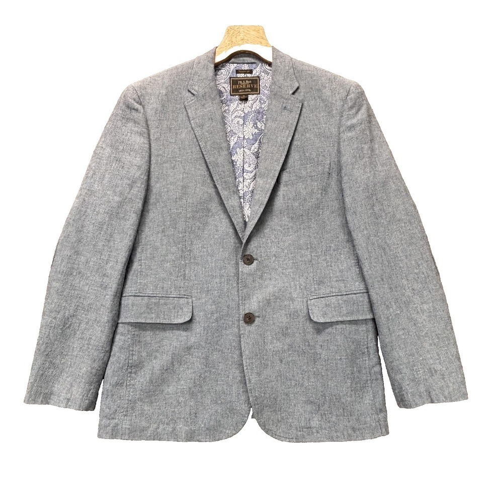 Jos A‎ Bank Reserve Blazer Mens Medium Blue Linen Sport Coat Jacket Tailored Fit